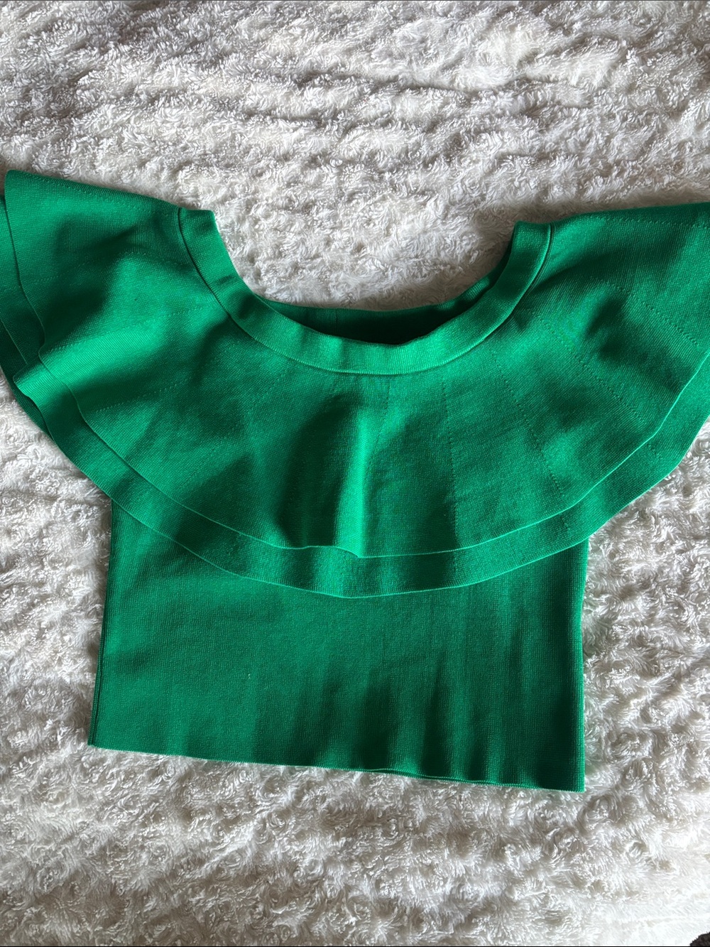 Sugarlips Kelly Green Off-Shoulder Ruffle Top